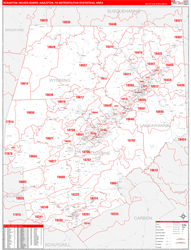 Scranton-Wilkes-Barre-Hazleton Metro Area Wall Map Red Line Style 2024